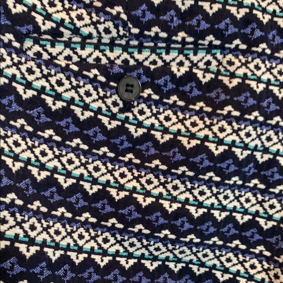 The Limited Size 6 Regular High Waist Blue and White Geometric Tribal Shorts - Picture 3 of 10